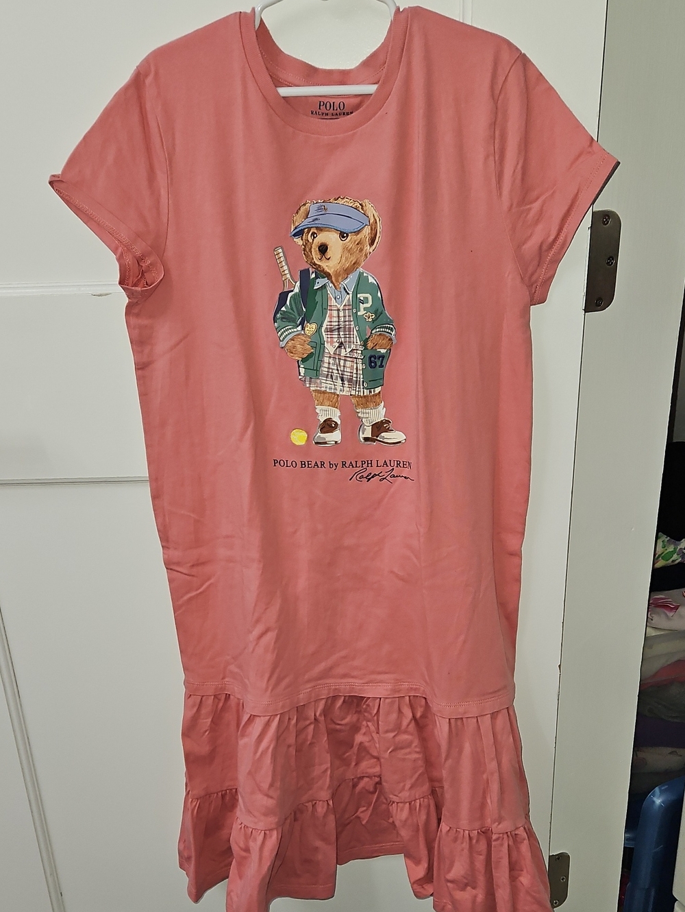 Polo by Ralph Lauren Coral Pink Polo Bear Cotton Dress